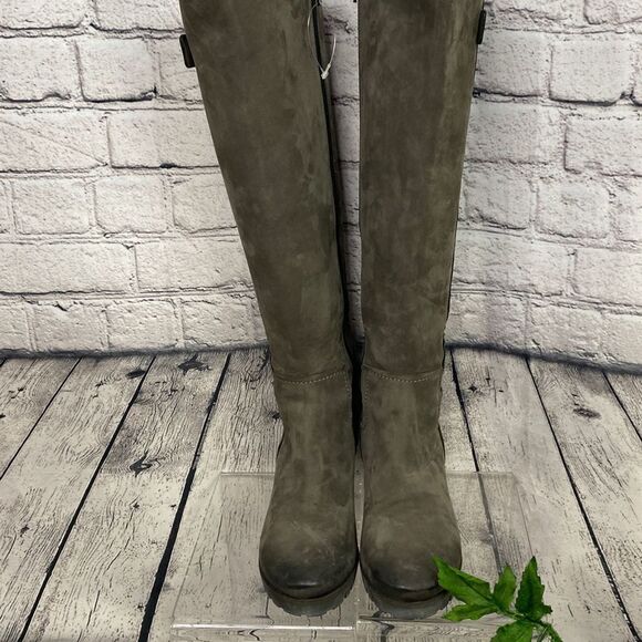 Kennel Und Schmenger Studded‎ Leather Distressed Knee High Boots Gray 7.5 - Picture 2 of 15